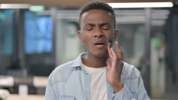 Portrait of African Man having Toothache, Cavity — Stock Video