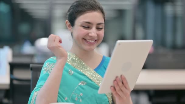 Video Call on Tablet by Young Indian Woman — Stock Video