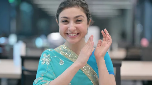 Indian Woman Clapping, Applauding for Team