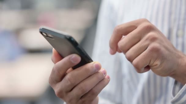 Close up of African Man using Smartphone — Stock video