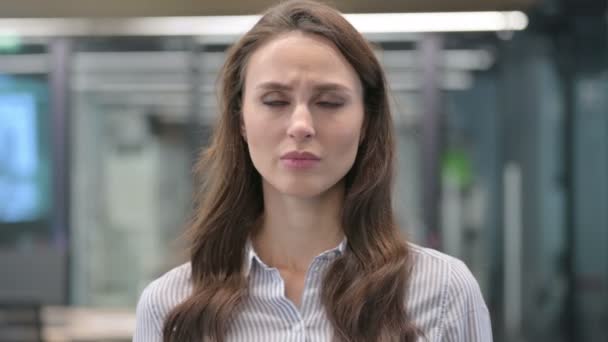 Portrait of Young Businesswoman having Toothache, Cavity — Stock Video