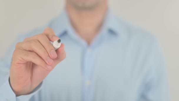 Faites un don, l'homme écrit sur un écran transparent — Video