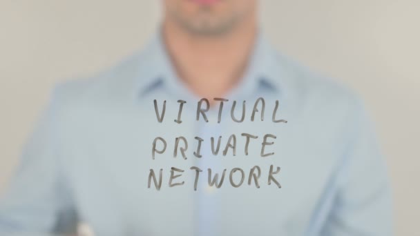 VPN, Virtuellt privat nätverk, Skriva på transparent skärm — Stockvideo