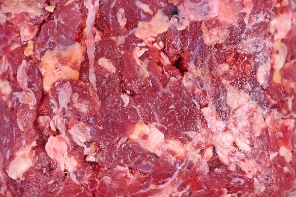 Bloco Pedaços Carne Bovino Crua Vermelha Utilizados Para Alimentação Bruto — Fotografia de Stock