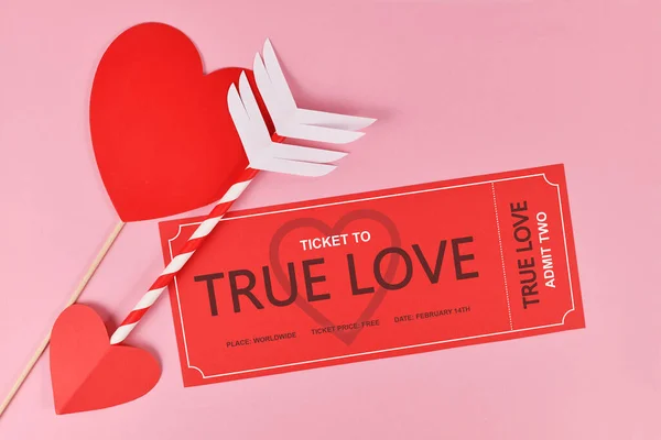 Conceito Bonito Dia Dos Namorados Com Bilhete True Love Seta — Fotografia de Stock