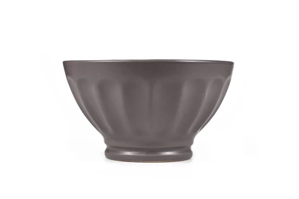 Mörkgrå Keramik Skål Isolerad Vit Bakgrund — Stockfoto