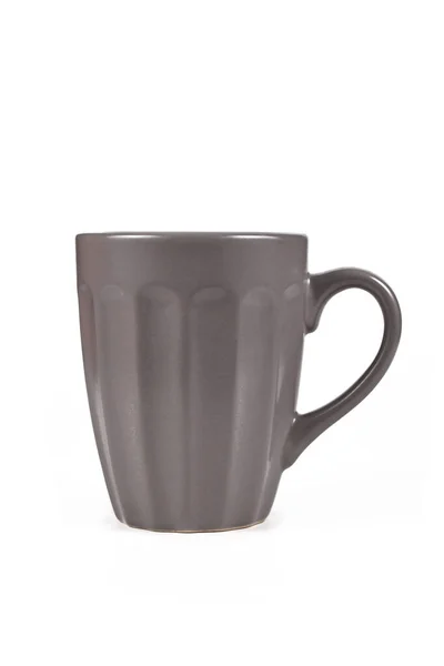 Tasse Céramique Gris Foncé Isolée Sur Fond Blanc — Photo