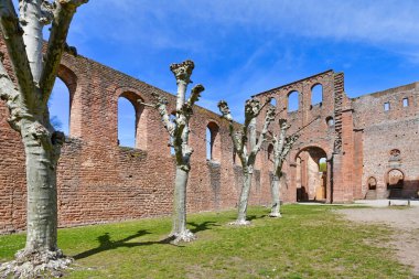 Bad Drkheim, Almanya - Nisan 2021: Güneşli bahar gününde kaplıca kenti Bad Durkheim 'da' Kurpark 'adı verilen halka açık park