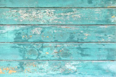 Background with wooden teal blue colored old weathered planks with chipped paint clipart