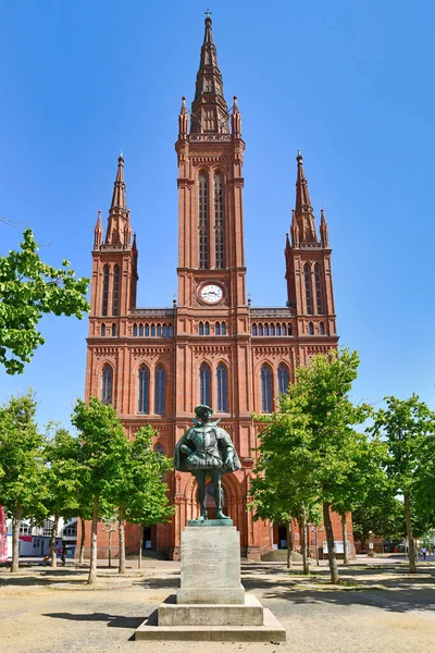 Wiesbaden Germany July 2021 Neo Gothic Protestant Church Called Marktkirche — Stock Photo, Image