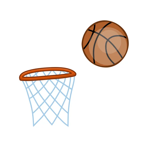 Στεφάνι μπάσκετ και μπάλα απομονωμένη εικονογράφηση — Διανυσματικό Αρχείο