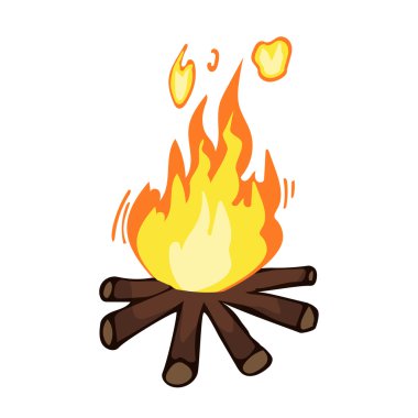 izole kamp ateşi illüstrasyon