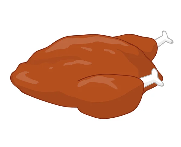 Illustration isolée de poulet rôti entier — Image vectorielle