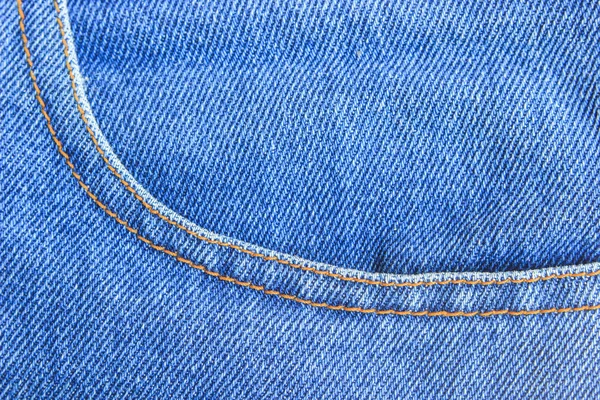 Close up of blue jeans Jeans texture with seams — Stock Photo, Image