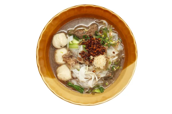 Varkensvlees noodles in soep Thaise stijl — Stockfoto