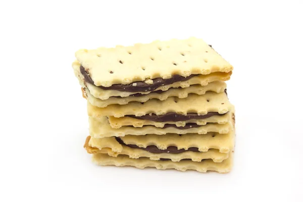 stock image biscuits with chocolate cream filling on white background