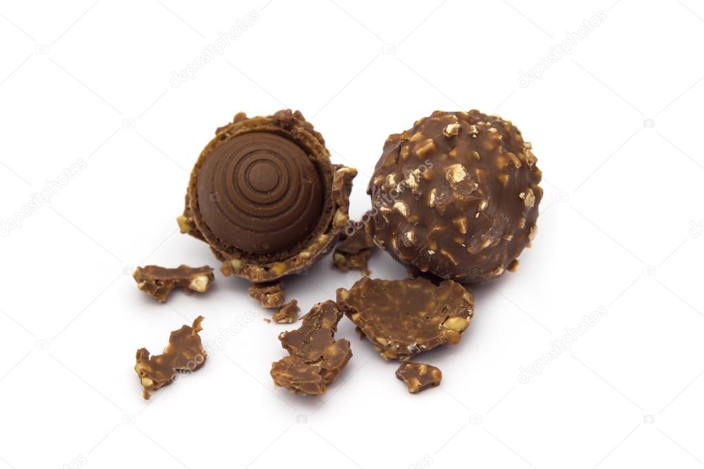 cookie chocolate with a bite and crumb isolated on white backgro