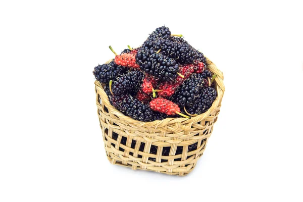 Mulberry in basket on white background — Stock Photo, Image