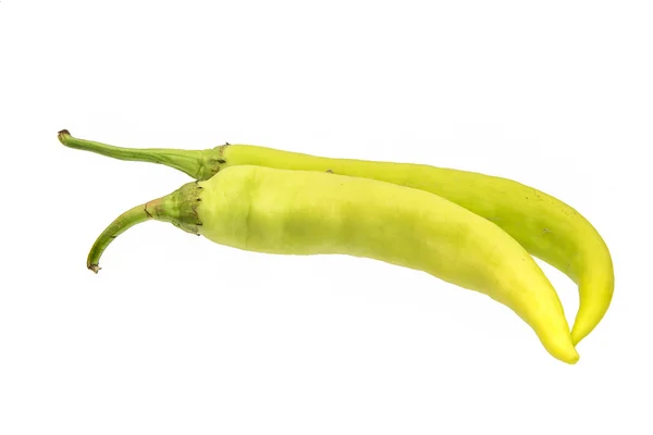 Green chili peppers on white background — Stock Photo, Image