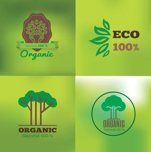 Etiquetas y elementos ecológicos para alimentos y bebidas, ilustración vectorial de restaurantes y productos ecológicos . — Vector de stock