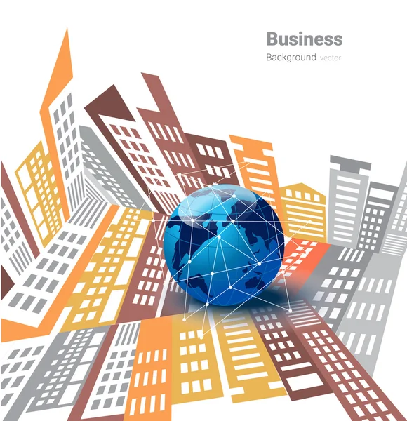 Negócio global no fundo da cidade, conceito de internet de negócios globais. ilustração vetorial — Vetor de Stock