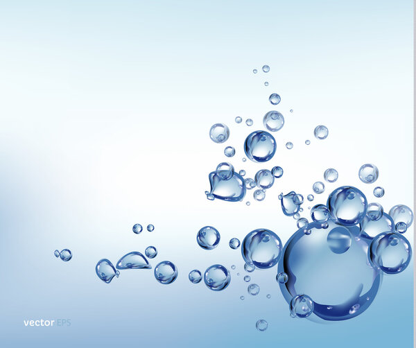 water splashing above white background, water wave with bubbles, vector illustration