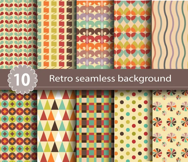 10 fondo retro sin costuras — Vector de stock