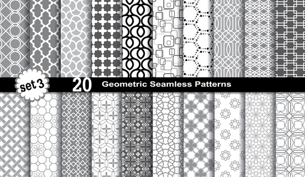 20 patrones geométricos sin costura — Archivo Imágenes Vectoriales