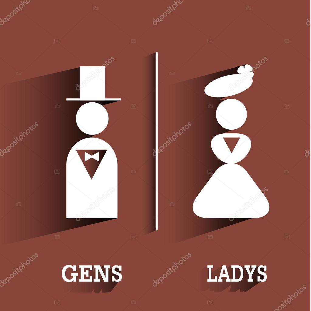 Lady and gentleman sign with long shadow.vector