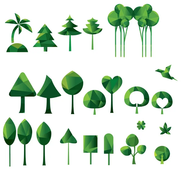 Set of geometric vector trees — Stock Vector