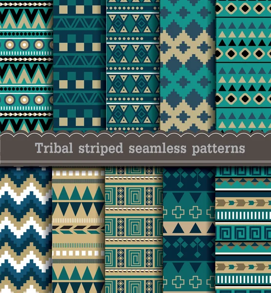 Tribal rayas patrones sin costura — Vector de stock