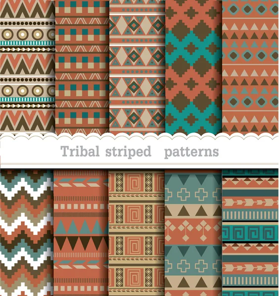 Tribal rayas patrones sin costura — Vector de stock