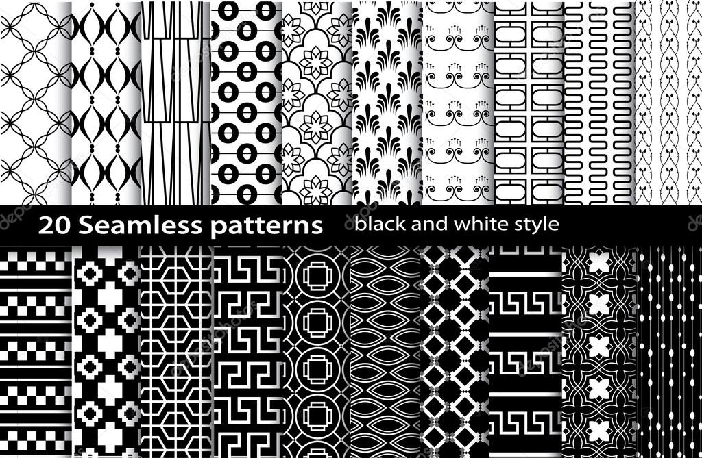 20 seamless pattern black and white