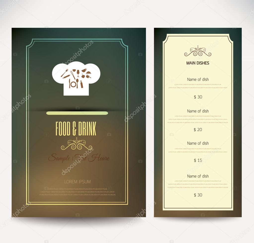 Restaurant or cafe menu vector design template vintage style