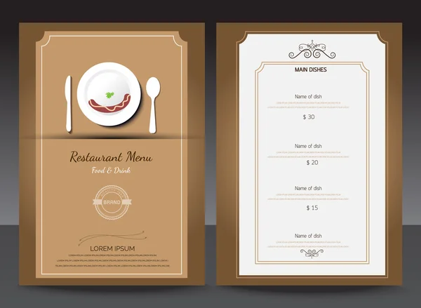 Restaurant ou café modèle de design vectoriel de menu style vintage — Image vectorielle