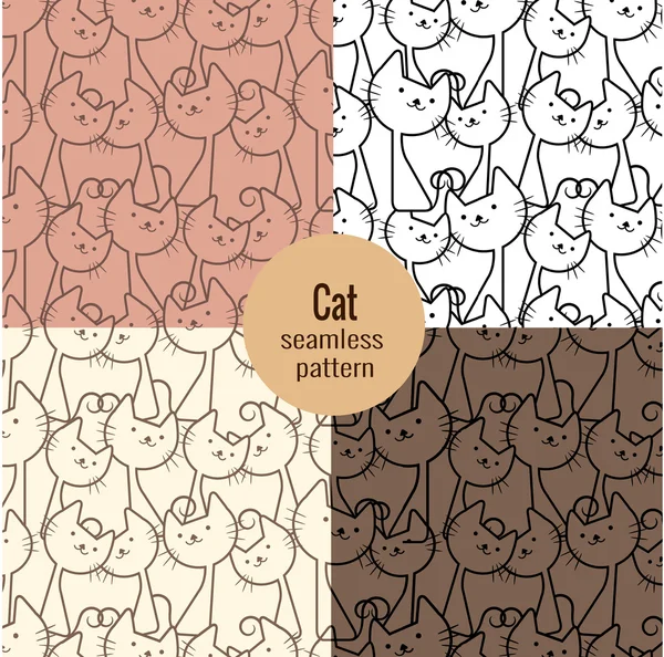 Conjunto de patrones sin costura gato, muestras de patrón incluidas para el usuario ilustrador, muestras de patrón incluidas en el archivo, para su uso conveniente . — Vector de stock