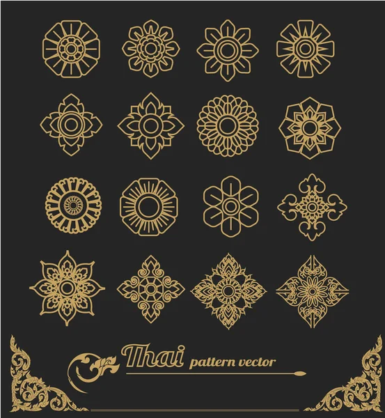 Conjunto de design de arte tailandesa, flor design.vector ilustração — Vetor de Stock