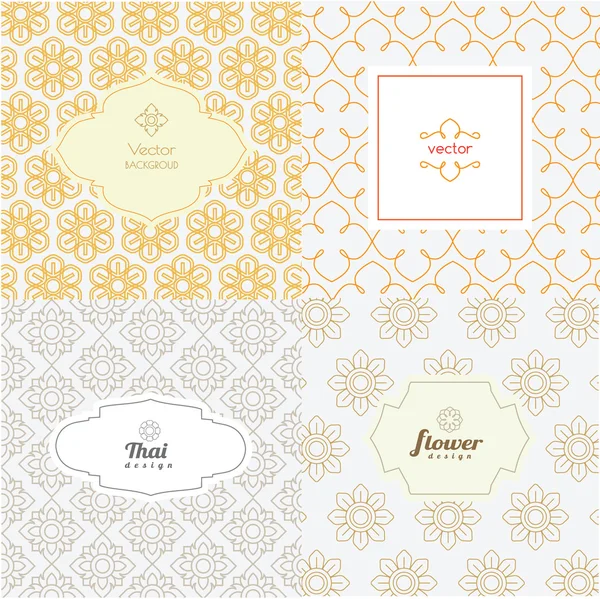 Vector mono line graphic design templates - labels and badges on decorative backgrounds ,style thai pattern.vector illustration — Stock Vector