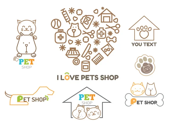 Modelo do projeto do logotipo do vetor para o jogo das lojas do animal de estimação, distintivo para o site —  Vetores de Stock