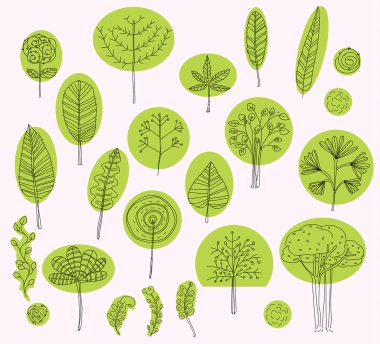 vektör kümesi sembolleri, dış için ağacın deseni taslağını ağaçlar. 