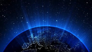 Planet Earth Güneş evren ya da boşluk, Küre ve bir bulutsu bulut galakside ile