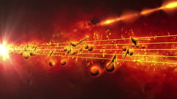 Animated background with musical notes, Music notes flowing, flying stream of Music Notes - Seamless LOOP — Stock Video