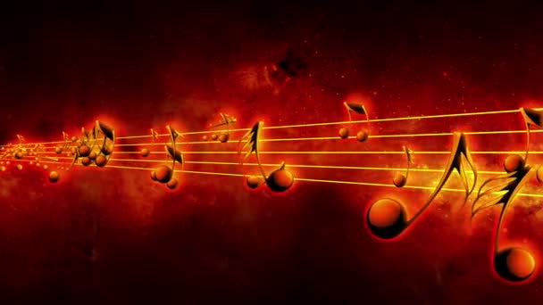 Animated background with musical notes, Music notes flowing, flying stream of Music Notes - Seamless LOOP — Stock Video