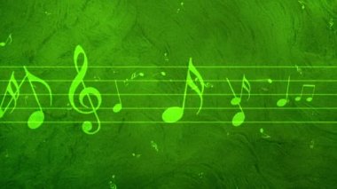 Animasyonlu arka plan ile müzik notaları, akan, akarsu müzik notları - sorunsuz döngü uçan müzik notlar