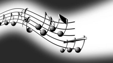 Animasyonlu arka plan ile müzik notaları, akan, akarsu müzik notlar uçan müzik notlar