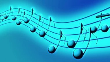 Animasyonlu arka plan ile müzik notaları, akan, akarsu müzik notları - sorunsuz döngü uçan müzik notlar
