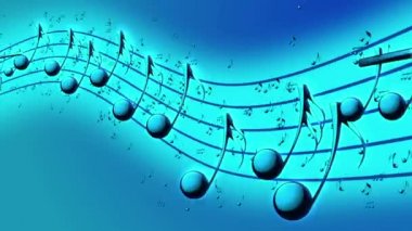Animasyonlu arka plan ile müzik notaları, akan, akarsu müzik notları - sorunsuz döngü uçan müzik notlar