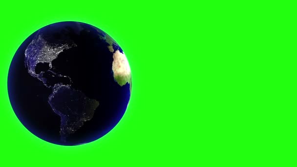 Planet Earth in space rotates 360 degrees. LOOPED animation on GREEN SCREEN — Stock Video