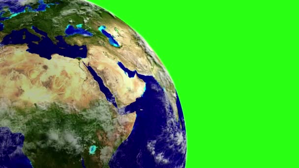 Planet Earth in space rotates 360 degrees. LOOPED animation on GREEN SCREEN — Stock Video