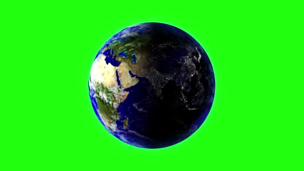 Il pianeta Terra nello spazio ruota di 360 gradi. Animazione LOOPED su GREEN SCREEN — Video Stock